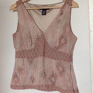 Jones Wear Floral & Lace Pattern Tank Top, Sz. 8